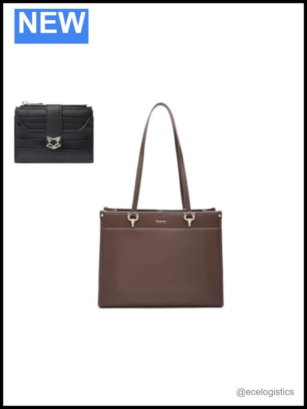 Genuine Leather Tote Bag with Matching Wallet, Large Women's Handbag Purse Set